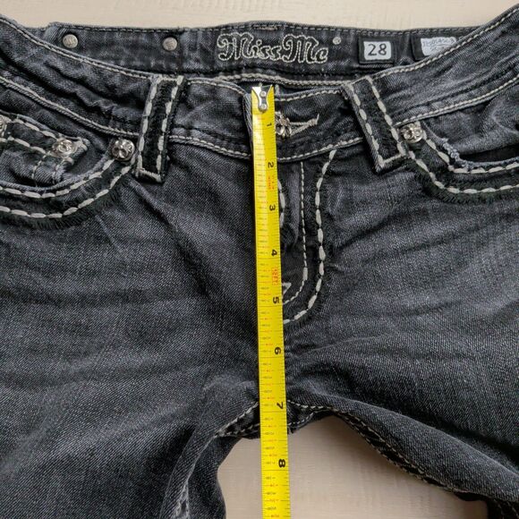 Miss Me Jeans Womens 27 Dark Gray Skinny JP5014SK-3 Embellished Pockets Denim - Picture 11 of 15